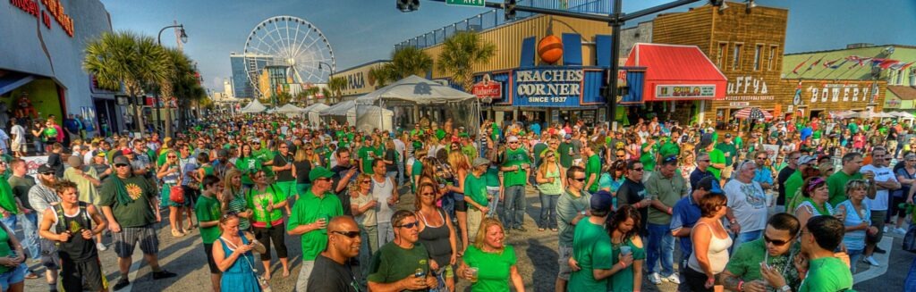 People at the St. Patrick's Day Celebration in Myrtle Beach, SC