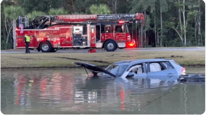 Car In Retention Pond